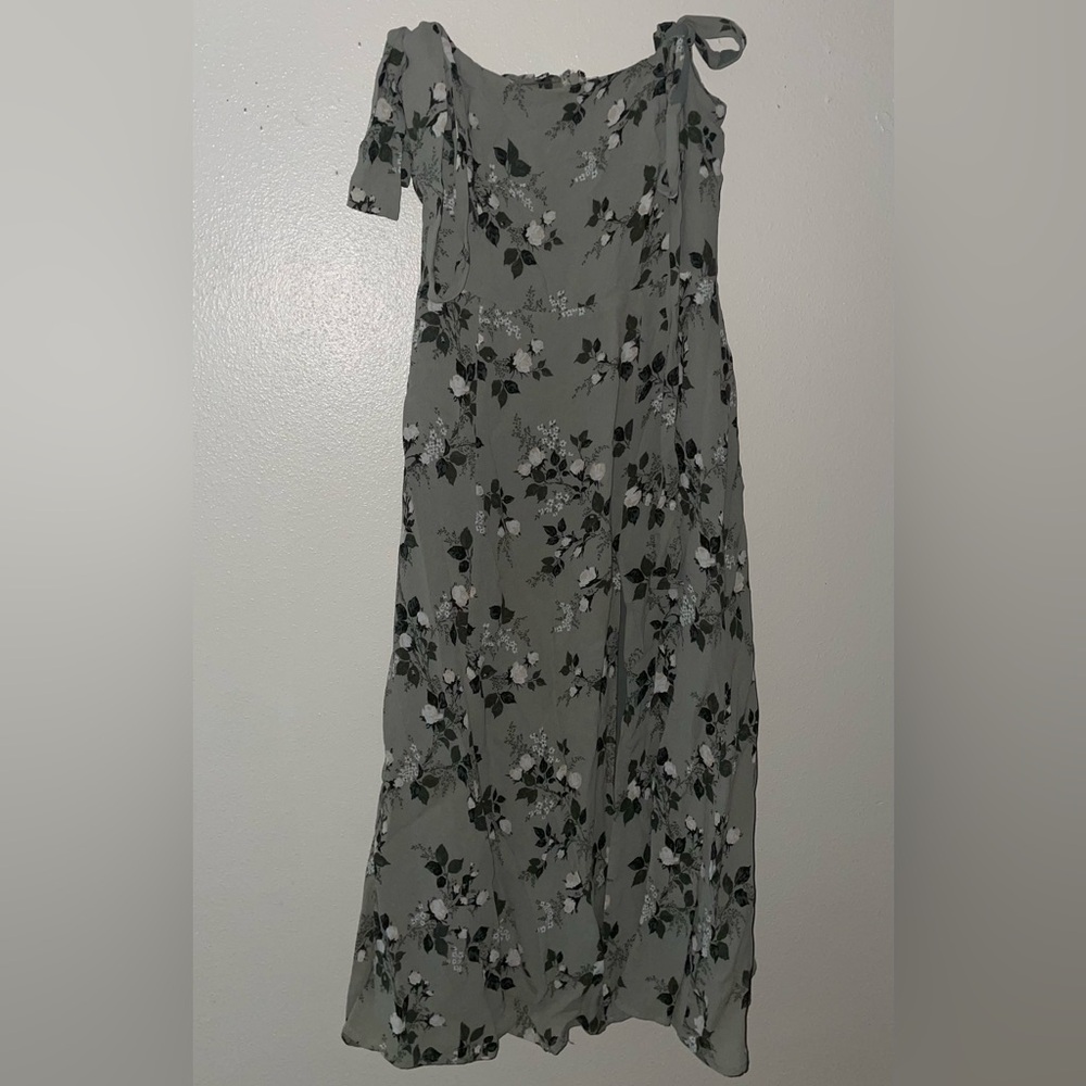 Reformation maxi green floral dress